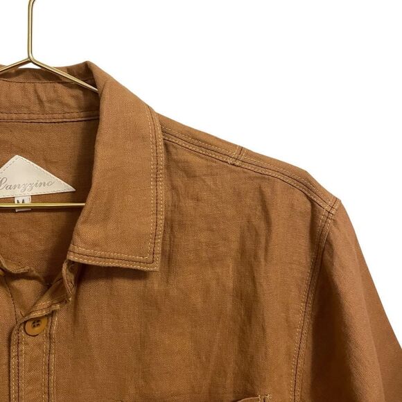 Lanzzino Short Sleeve Linen Button Down Shirt Size MED - Picture 2 of 7